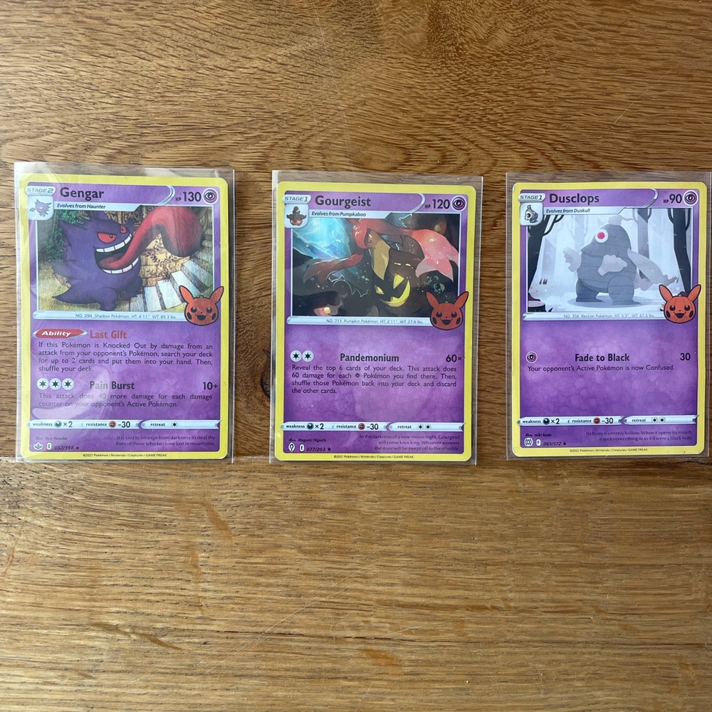 Pokemon Collectible Cards Purple and Red Holographic Set